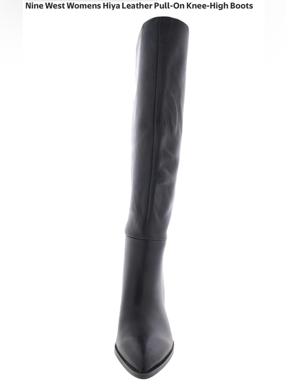 Nine West Hiya Black Tall Leather Block-Heel Boots - Picture 3 of 6